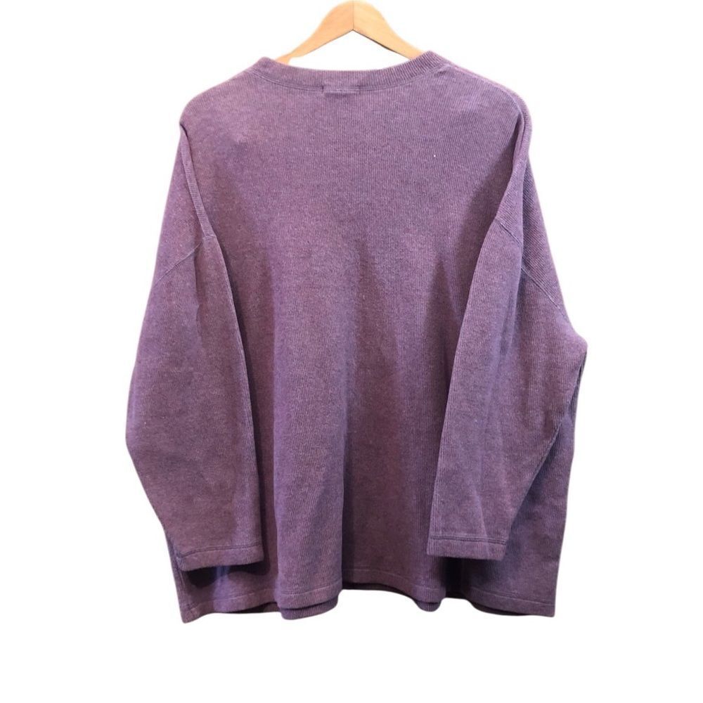J Jill 100% Cotton Long Sleeve Vneck Purple Pullover Top Lined Size 1X Classic - Picture 4 of 4